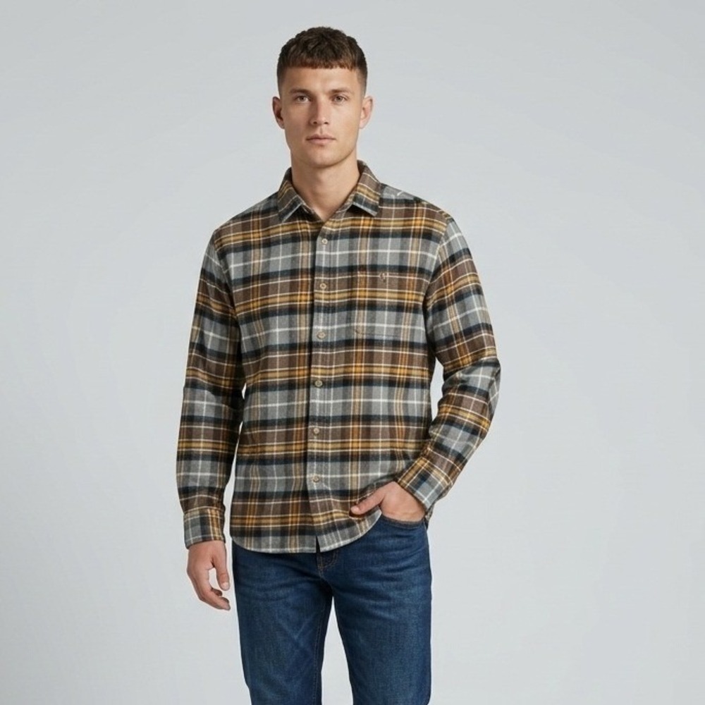 Pendleton Mens MacKellar Tartan Plaid Cotton Flannel Shirt Brown Grey RA509 M
